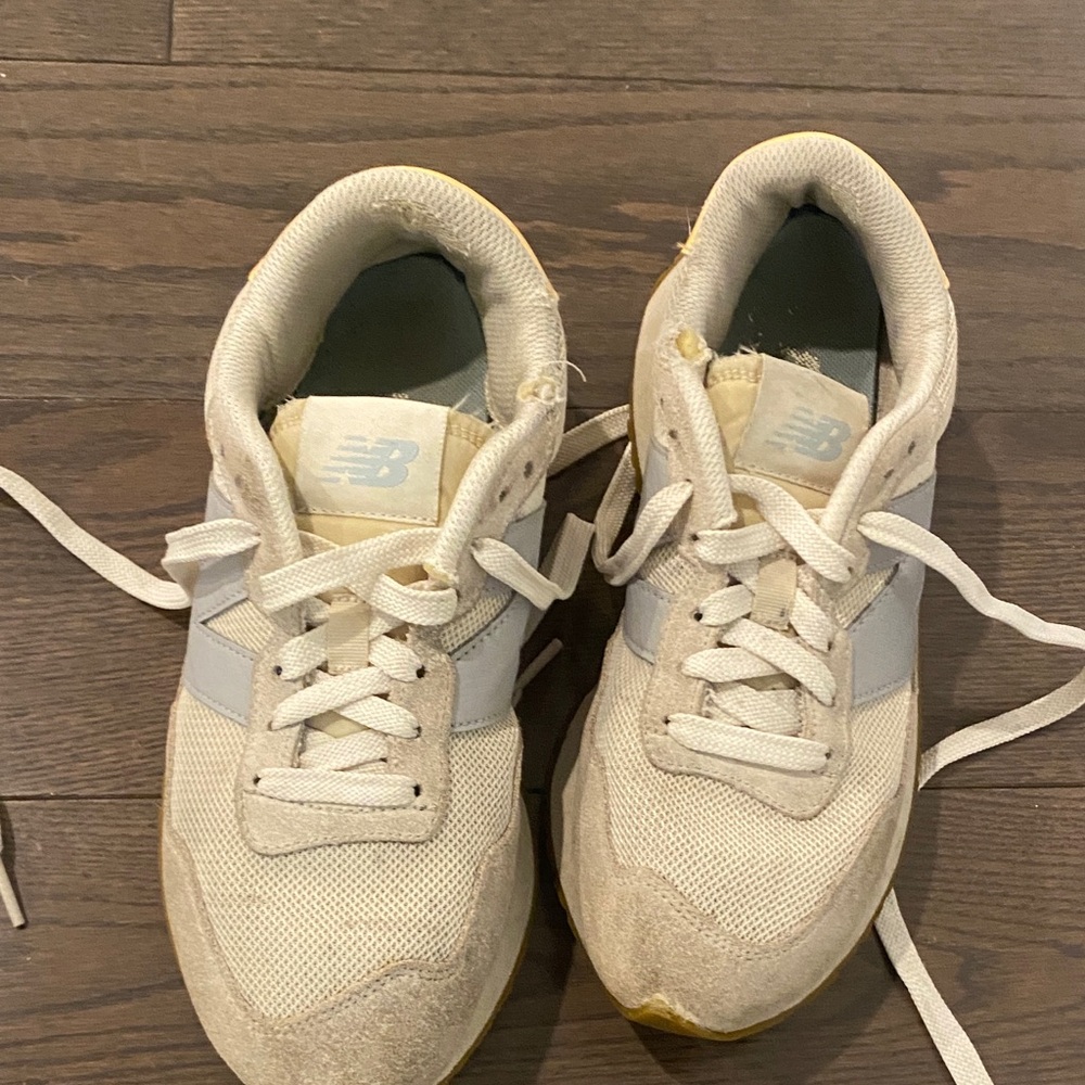 New Balance Beige and White Athletic Shoes